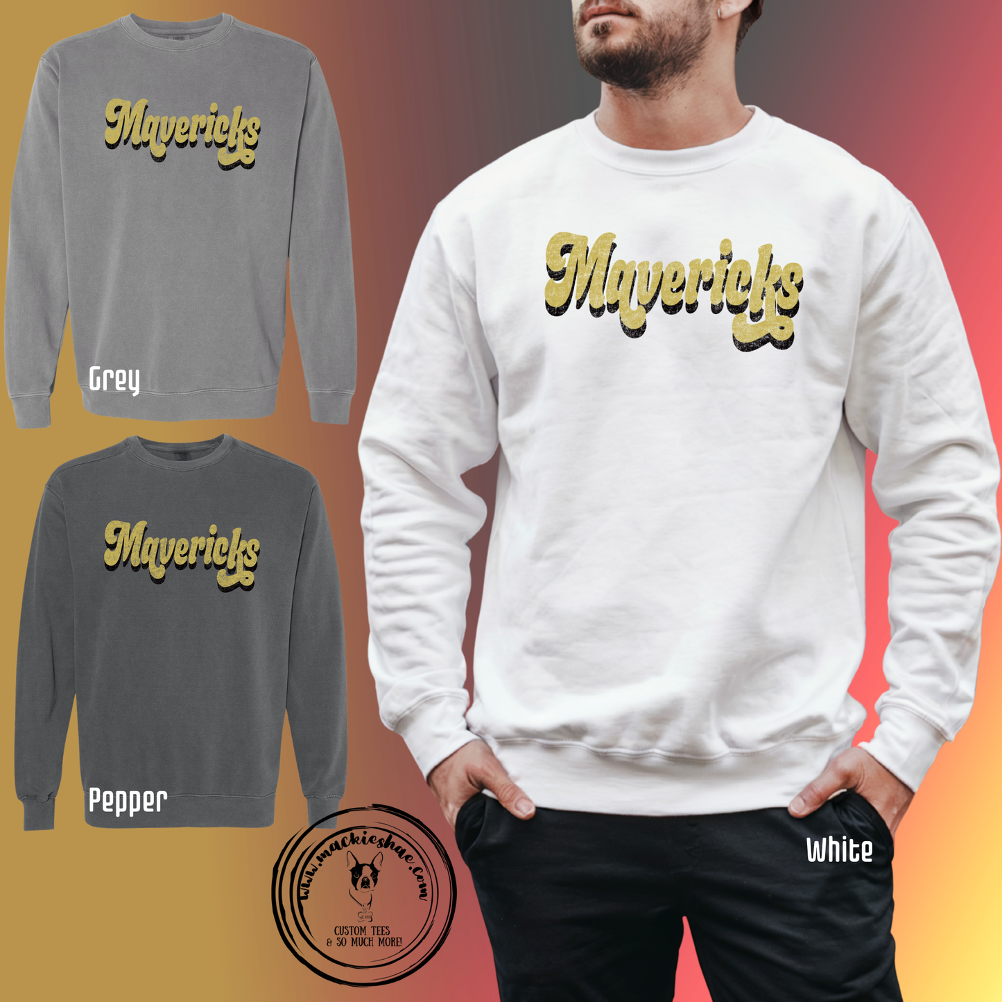 266- Mavericks Chunky Retro Comfort Colors Garment-Dyed Unisex Crewneck Sweatshirt