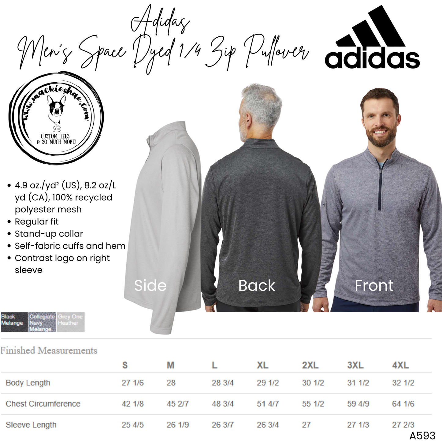 Mavs- Maverick ADIDAS Men's Space Dyed Quarter-Zip Pullover