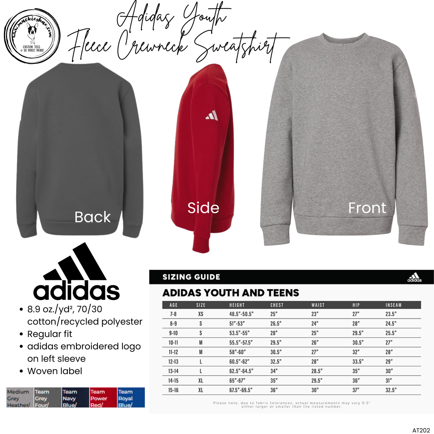 Mavs- Maverick ADIDAS Youth Fleece Crewneck Sweatshirt
