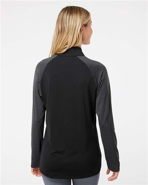 VES-Adidas Women's Black Stripe Block Quarter-Zip Pullover