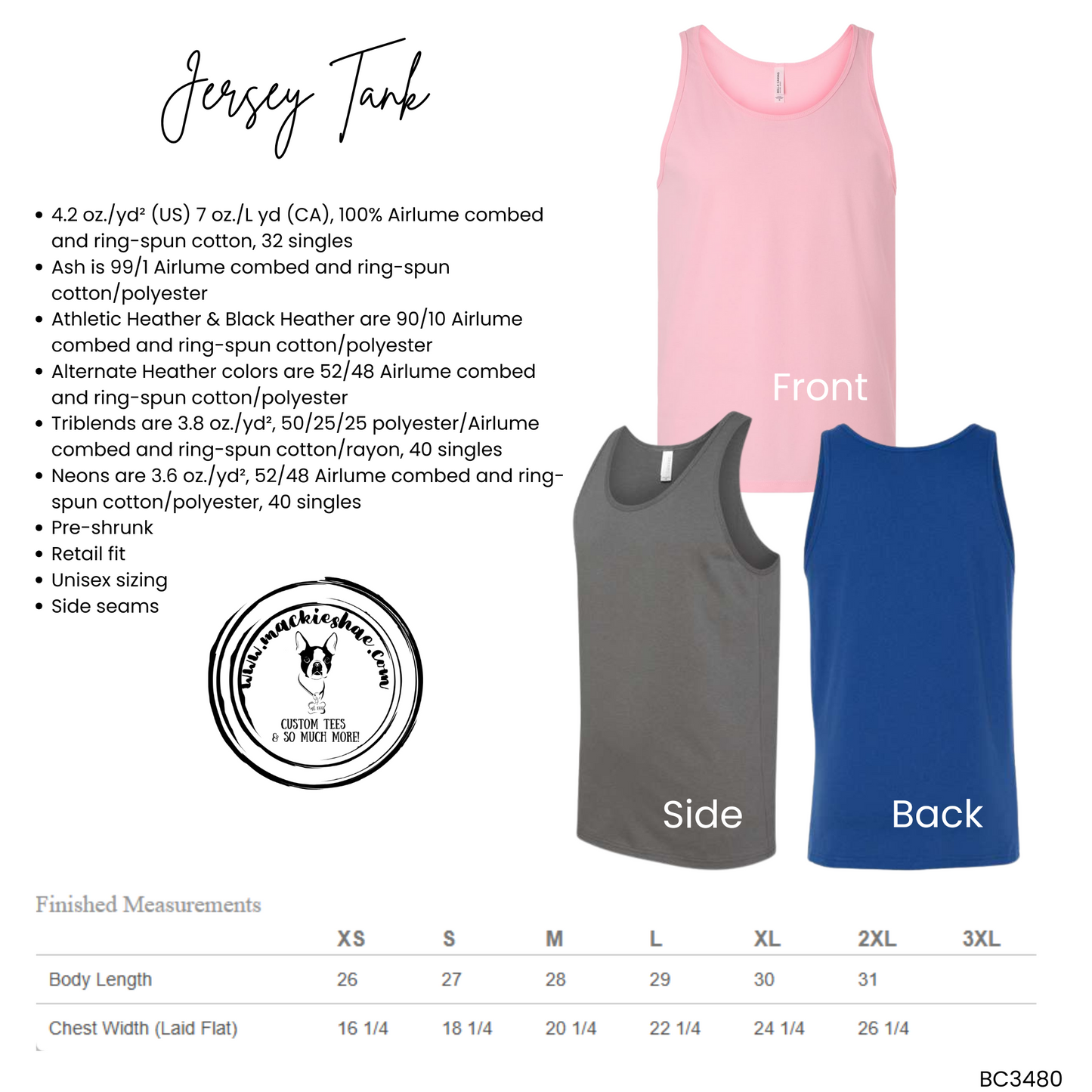 MJC- Maize Jr Cheer Bows, Poms, Megaphones Jersey Tank