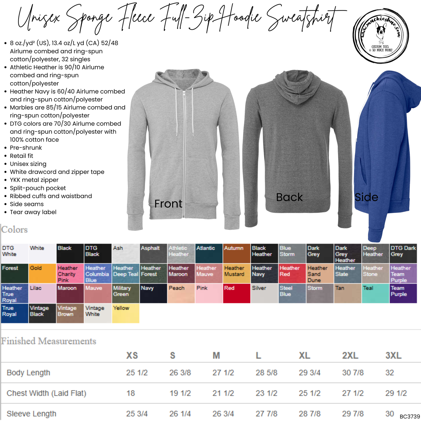 MJC- Maize Jr Cheer M Logo Sponge Fleece Full Zip Hoodie