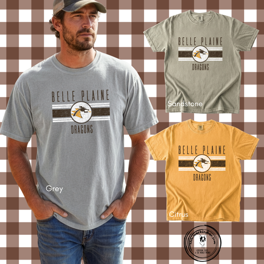 BP- Belle Plaine Dragons Circle Comfort Colors Garment-Dyed Heavyweight Tee