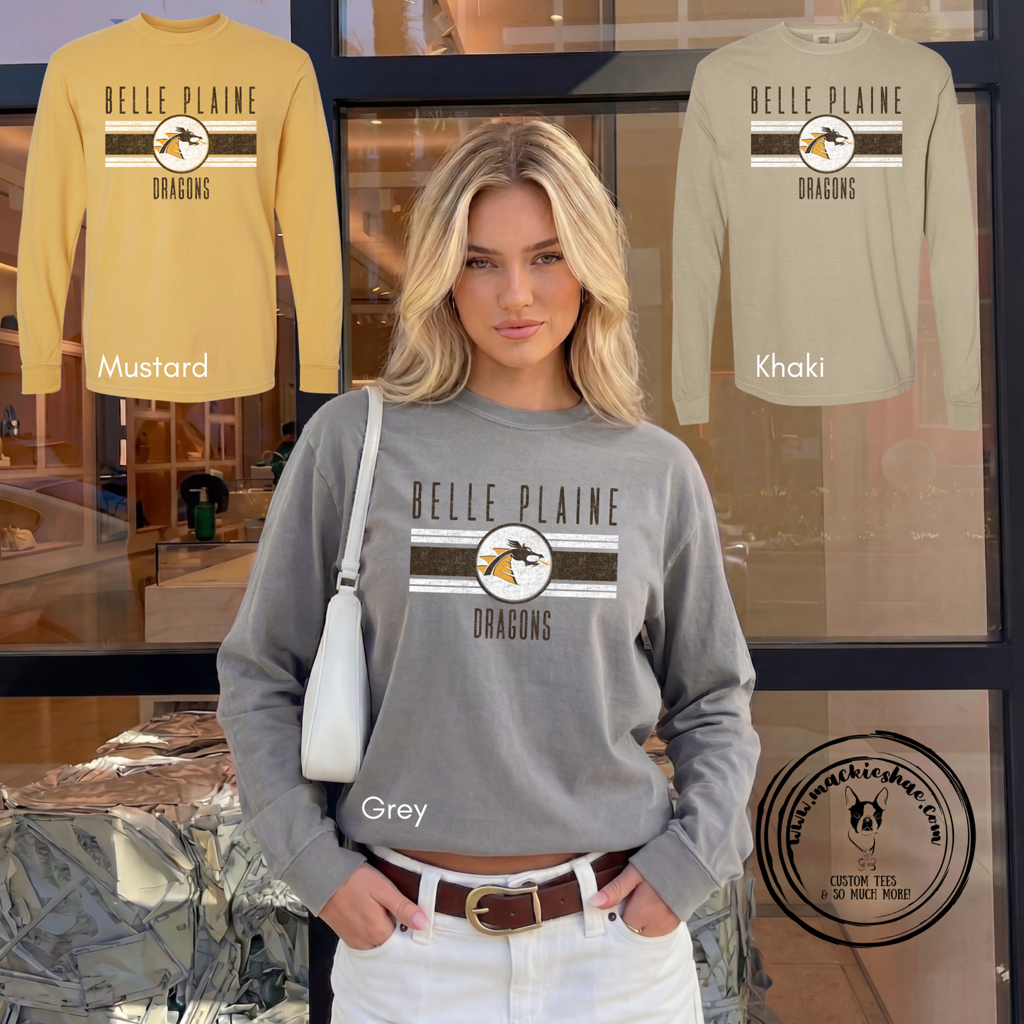 BP- Belle Plaine Dragons Circle Comfort Colors Unisex Garment-Dyed Heavyweight Long Sleeve Tee