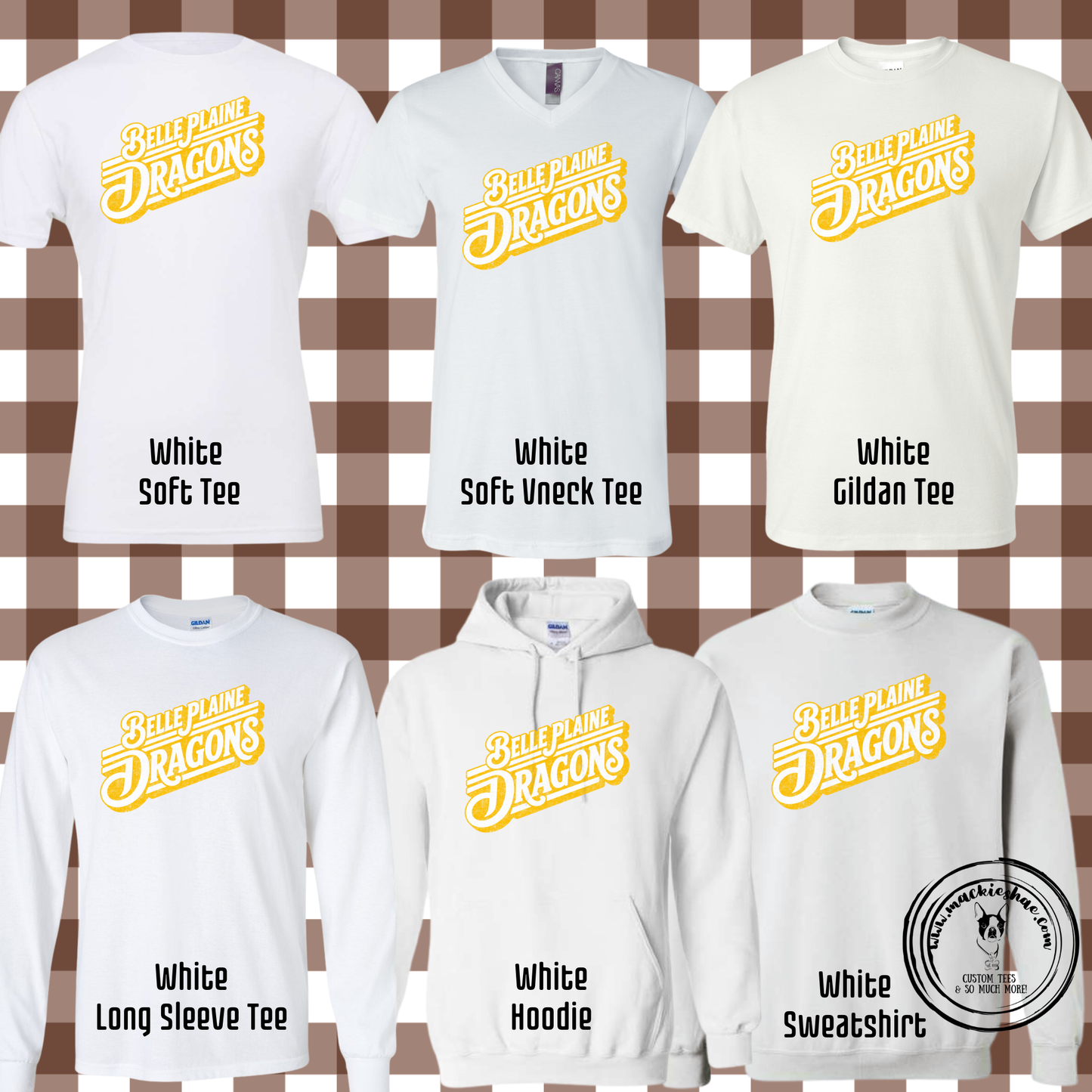 BP- Belle Plaine Dragons Distressed Retro Lines White Gear