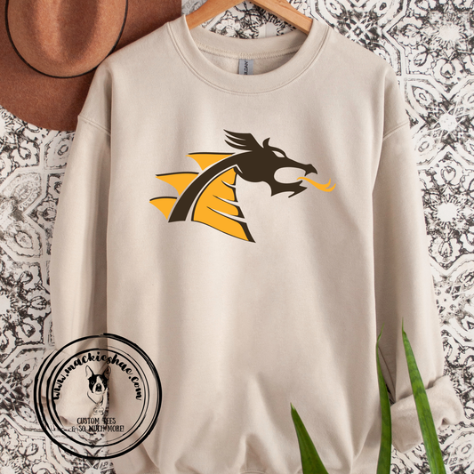 BP- Belle Plaine Dragon Logo Sand Crewneck Sweatshirt