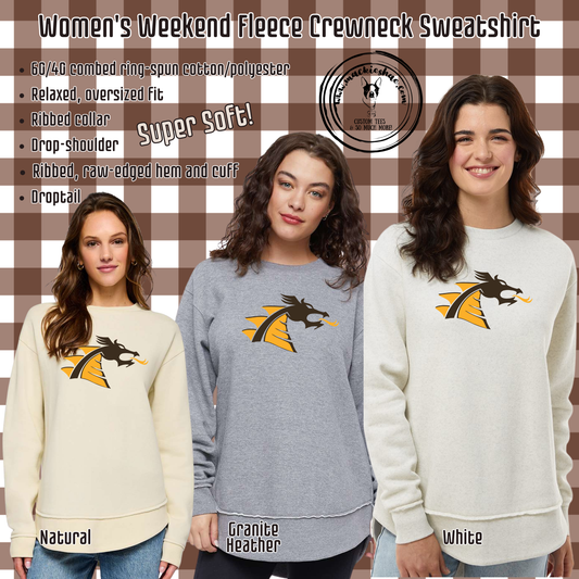 BP- Belle Plaine Dragon Logo Women's Weekend Fleece Crewneck Sweatshirt