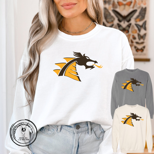 BP- Belle Plaine Dragon Logo Comfort Colors Garment-Dyed Crewneck Sweatshirt