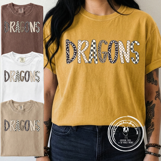 BP- Dragons Leopard Checkered Comfort Colors Garment-Dyed Heavyweight Tee