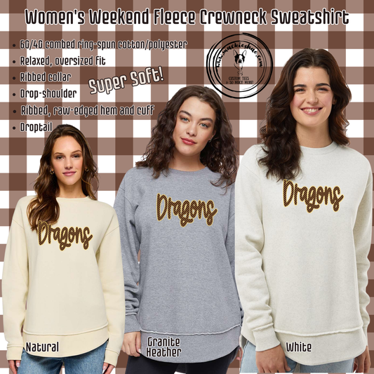 BP- Dragons Polka Dot Women's Weekend Fleece Crewneck Sweatshirt