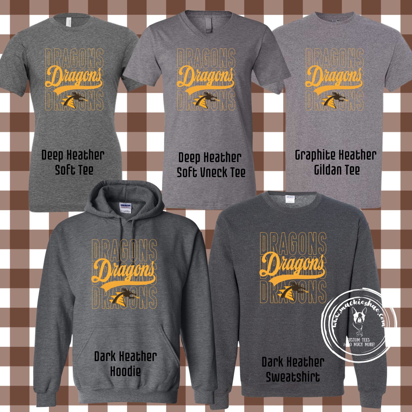 BP- Dragons Repeat with Logo Grey Gear