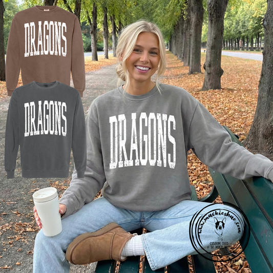 BP- Dragons Varsity Comfort Colors Garment-Dyed Crewneck Sweatshirt