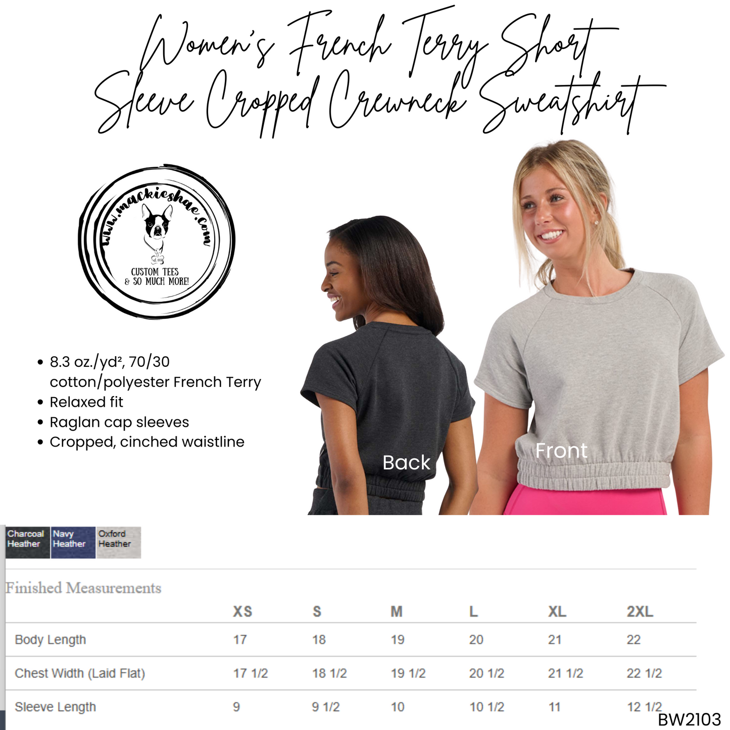 MMS- Eagles Checkered E Women's French Terry Short Sleeve Cropped Crewneck Sweatshirt