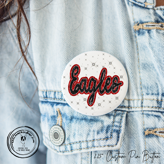 MMS- Eagles Faux Sequin 2.25" Button