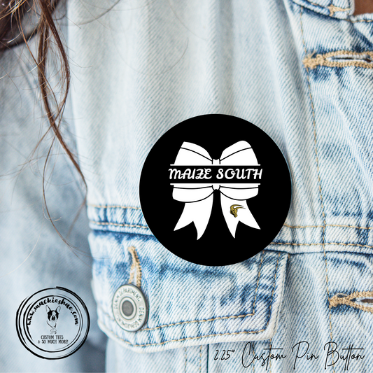 MSHS Cheer- Maize South White Bow 2.25" Button