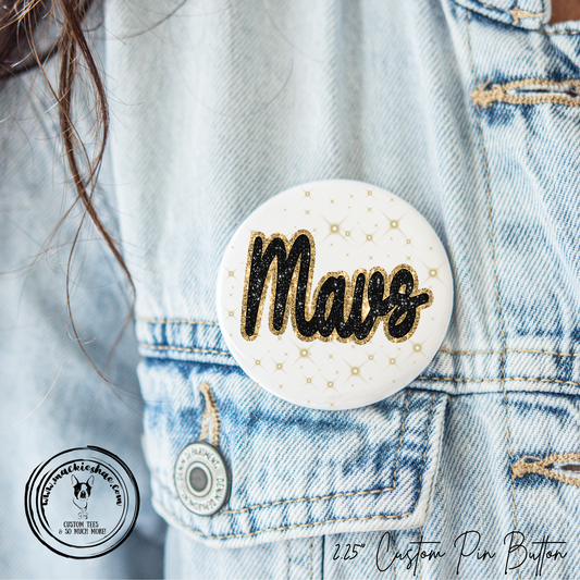 Mavs- Mavs Faux Sequin 2.25" Button