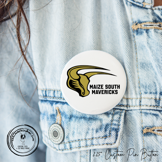 Mavs- Maize South Mavericks with Mav Logo 2.25" Button