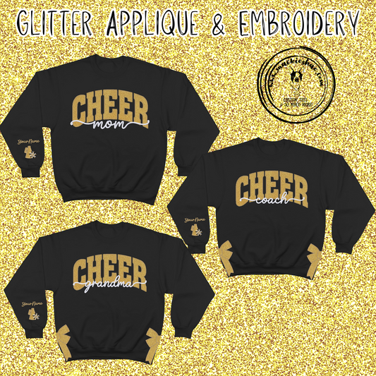 MSHS Cheer-Cheer Personalized Glitter Applique and Embroidered Crewneck Sweatshirt