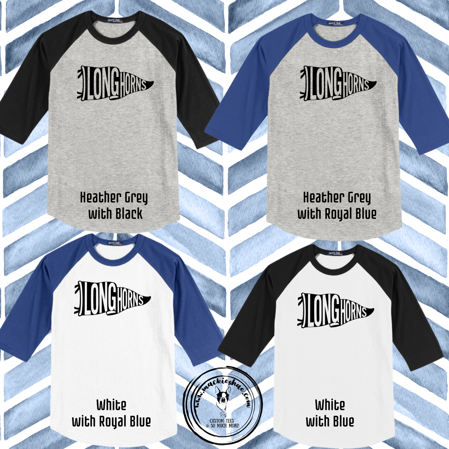 Chisholm Trail- Longhorns Pennant 3/4 Sleeve Raglan Jersey