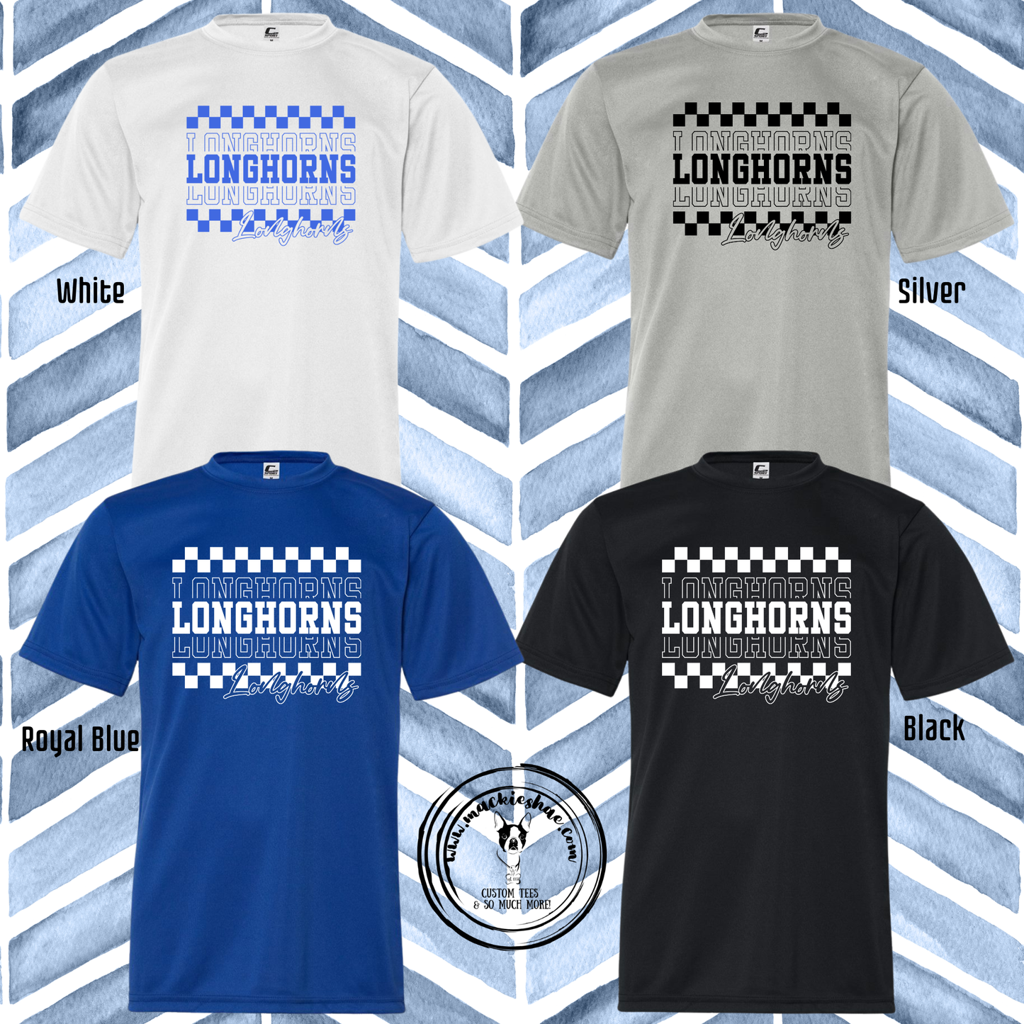 Chisholm Trail- Longhorns Repeat Checkered Performance Drifit Short Sleeve Tee