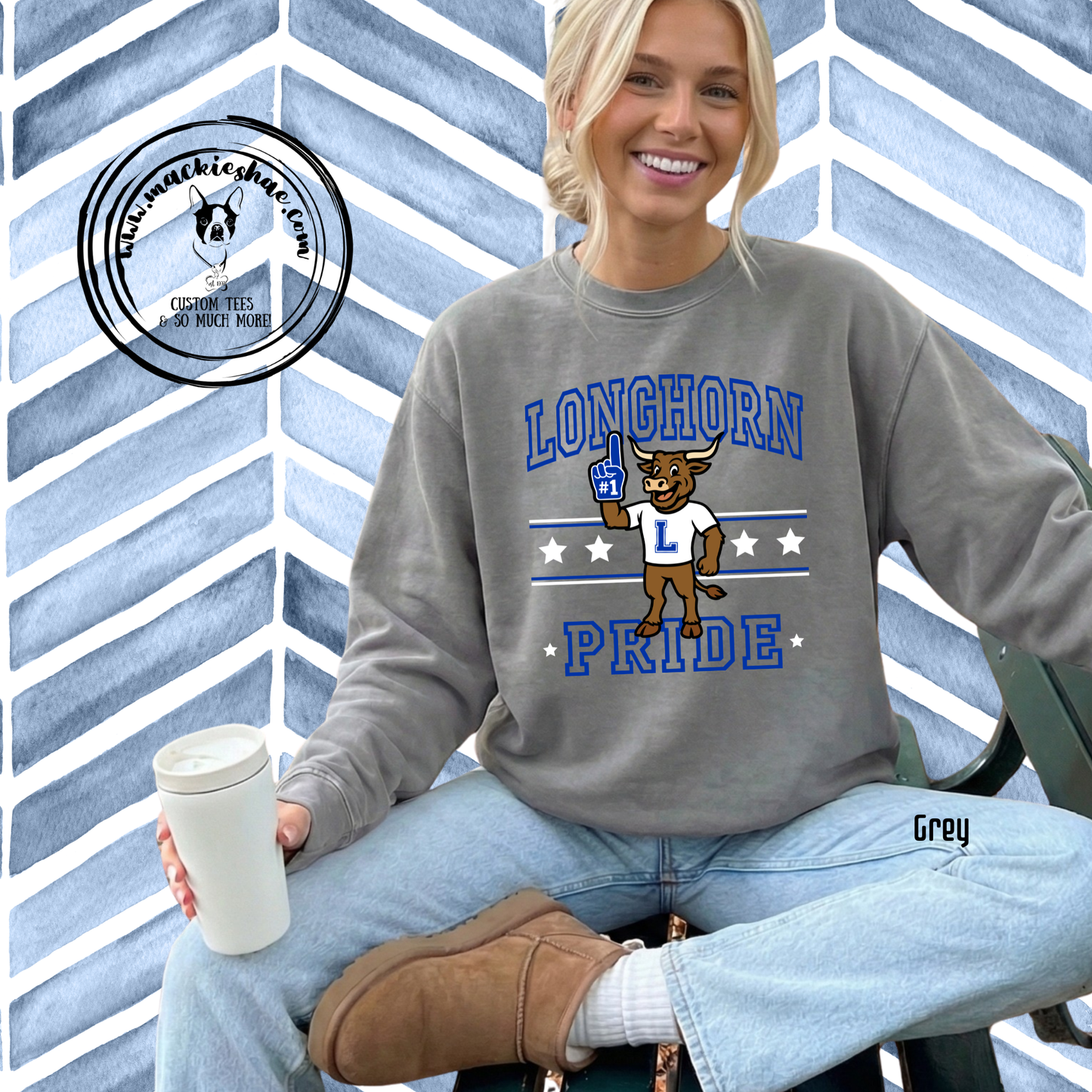 Chisholm Trail- Longhorn Pride with #1 Longhorn Grey Garment Dyed Unisex Crewneck Sweatshirt
