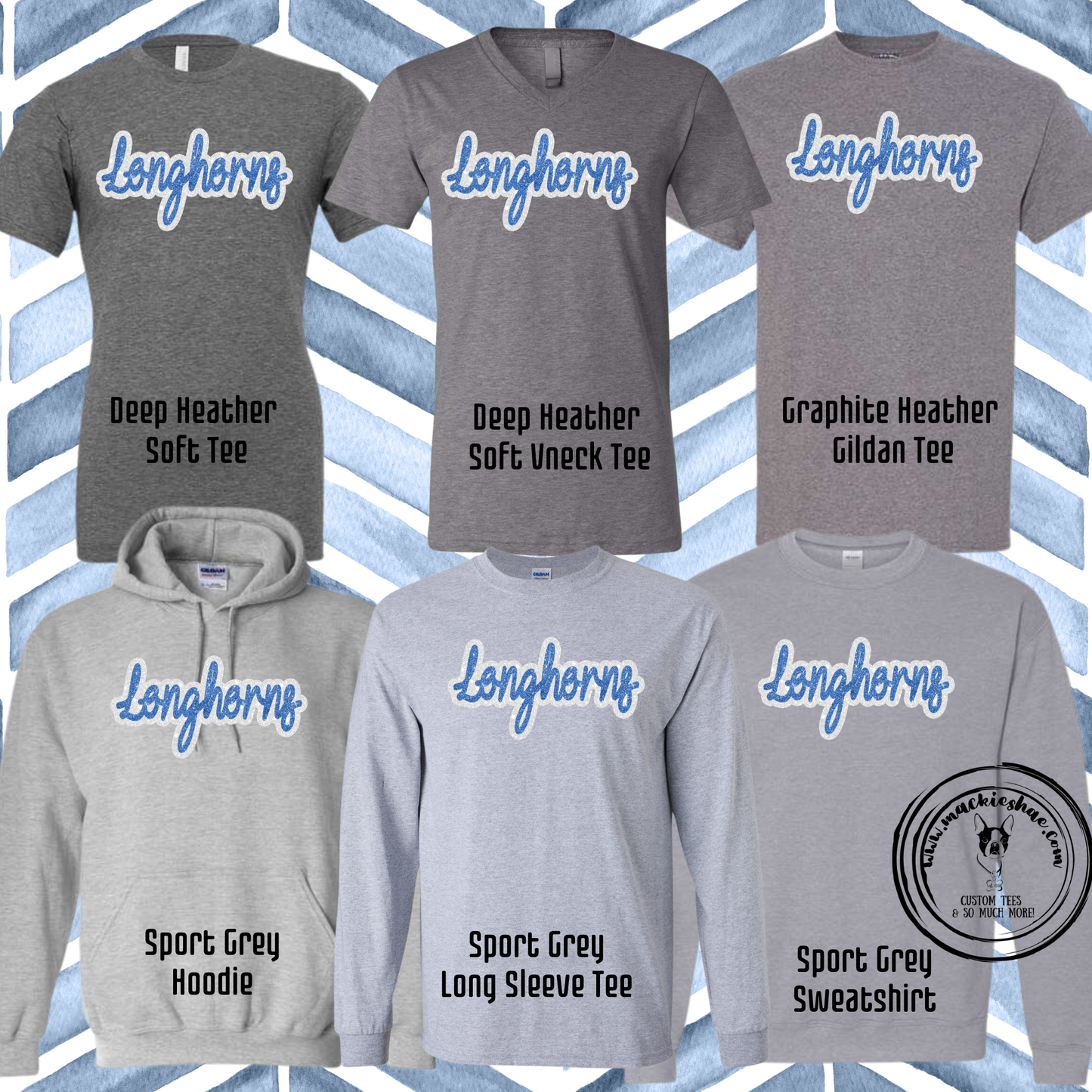 Chisholm Trail- Longhorns Faux Glitter Grey Gear