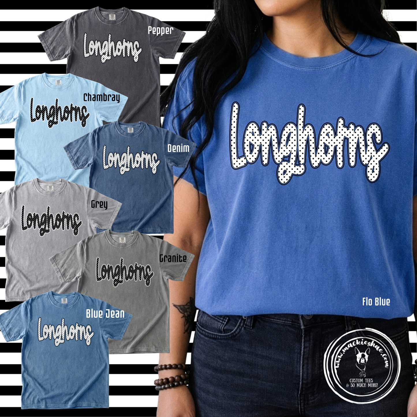 Chisholm Trail- Longhorns Polka Dots Garment Dyed Unisex Short Sleeve Tee