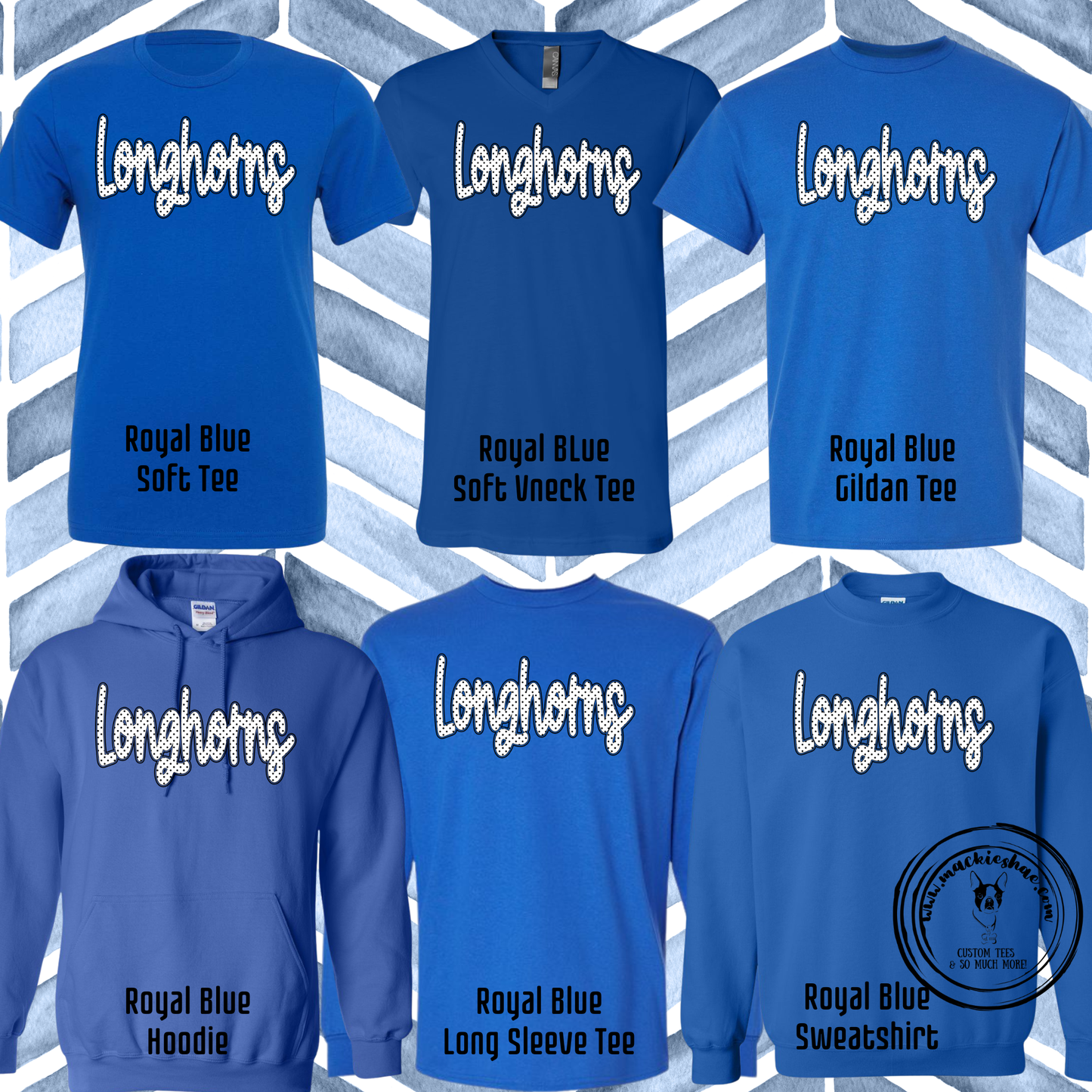 Chisholm Trail- Longhorns Polka Dots Blue Gear