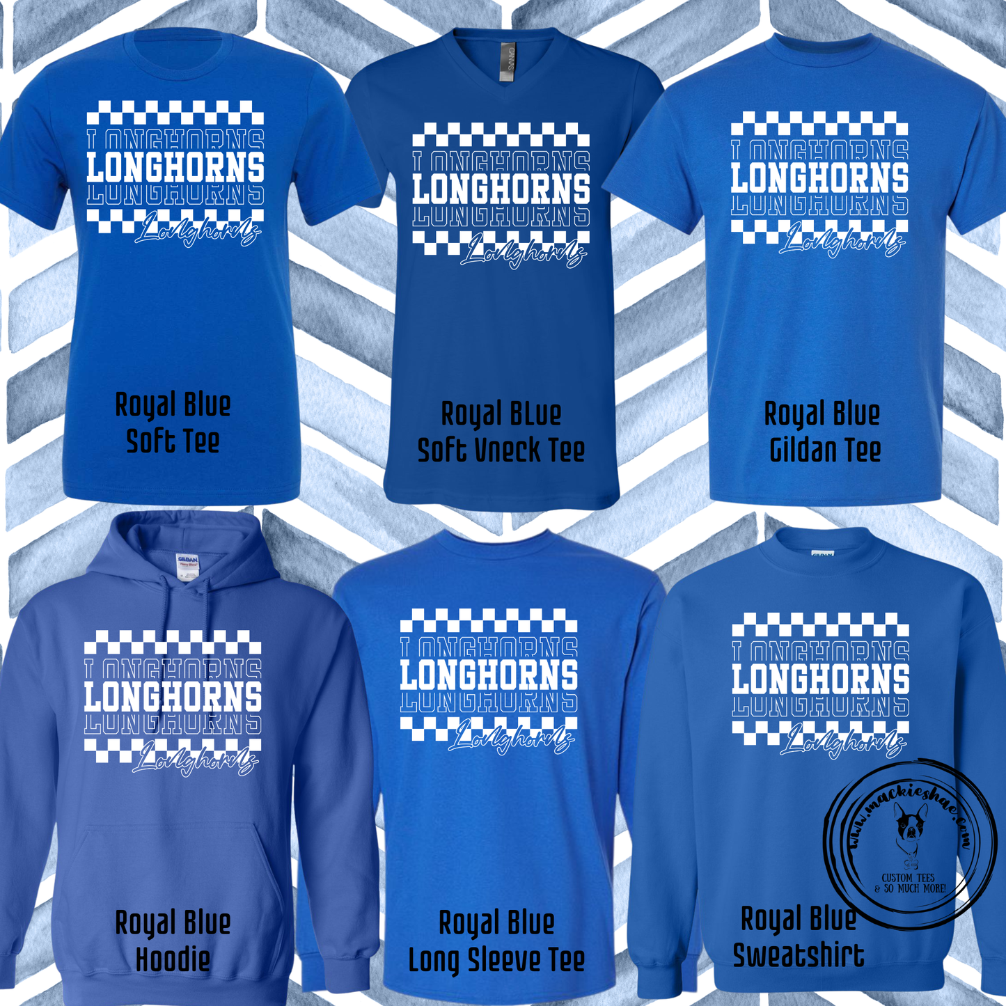 Chisholm Trail- Longhorns Repeat Checkered Blue Gear