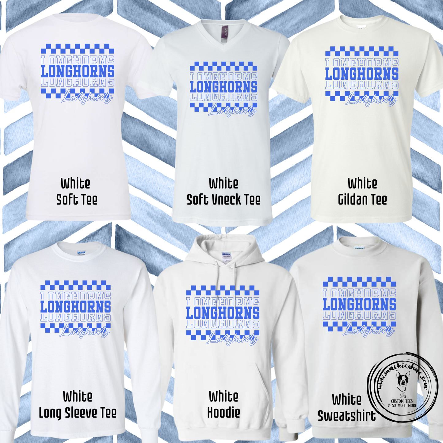 Chisholm Trail- Longhorns Repeat Checkered White Gear