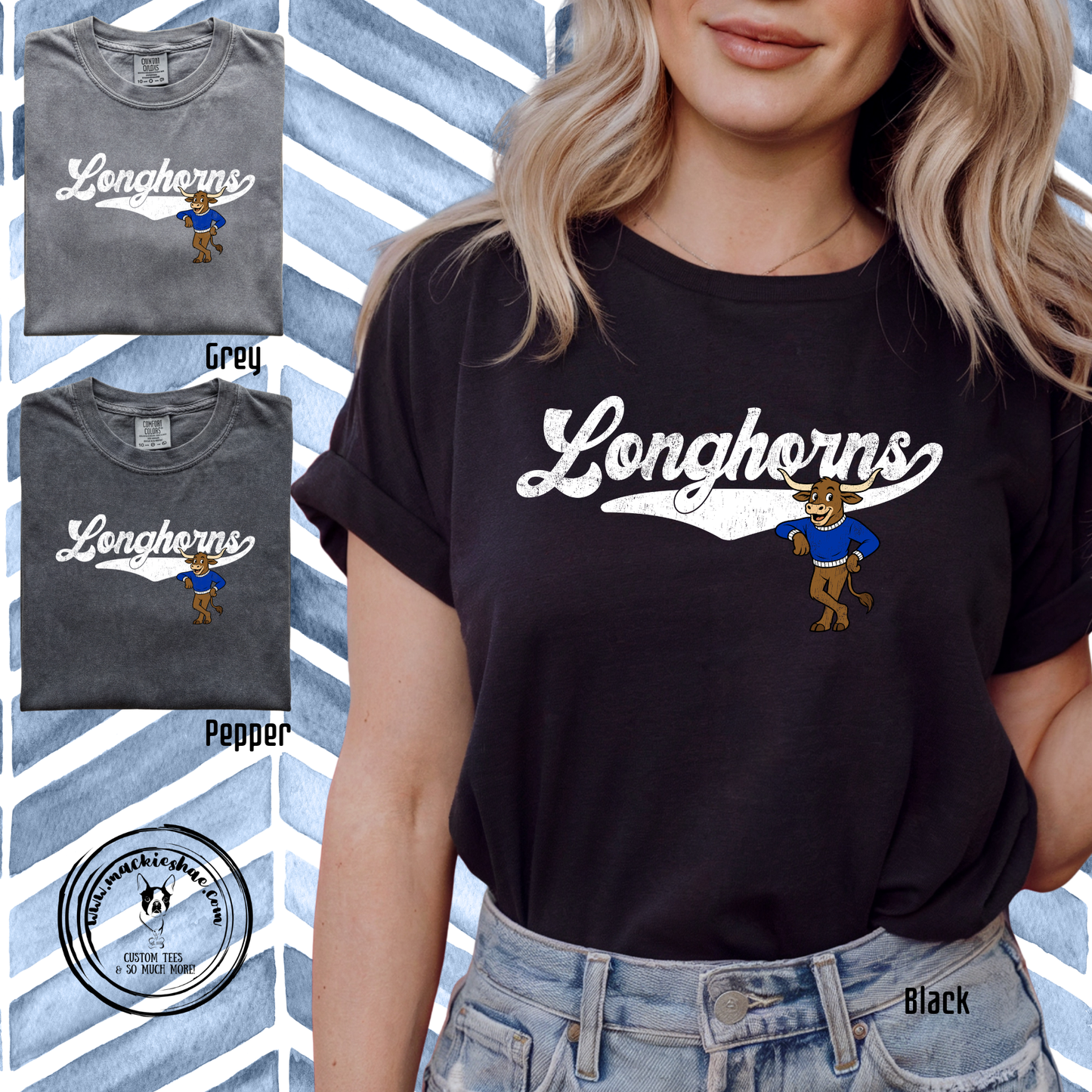 Chisholm Trail- Longhorns Swoosh with Longhorn Garment Dyed Unisex Short Sleeve Tee