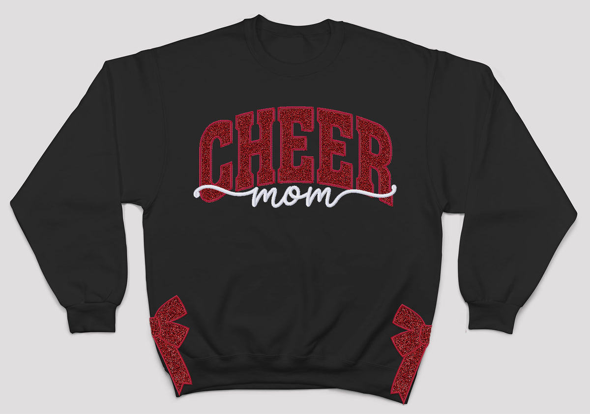 Cheer Personalized RED Glitter Applique and Embroidered Crewneck Sweatshirt