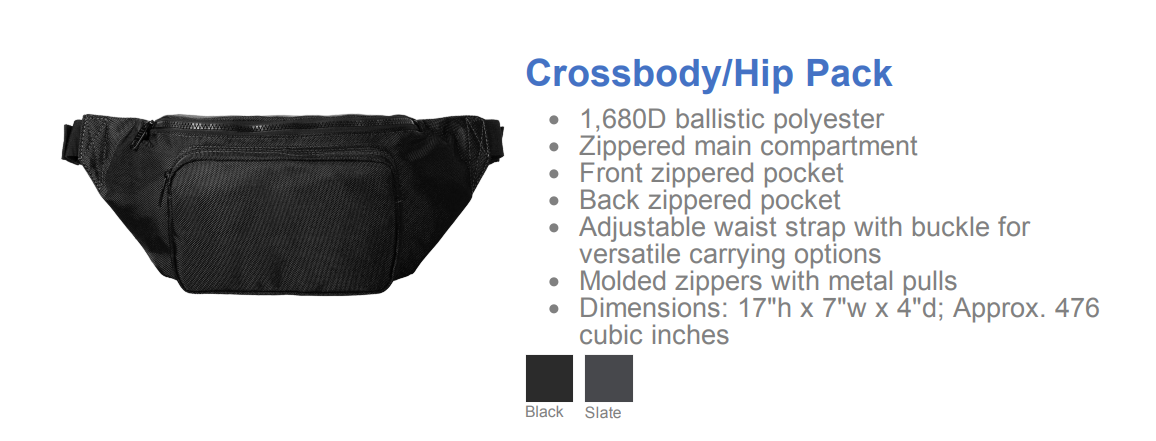 Maverick Large Crossbody/Hip Pack with Embroidery Design, Personalize with your Name!