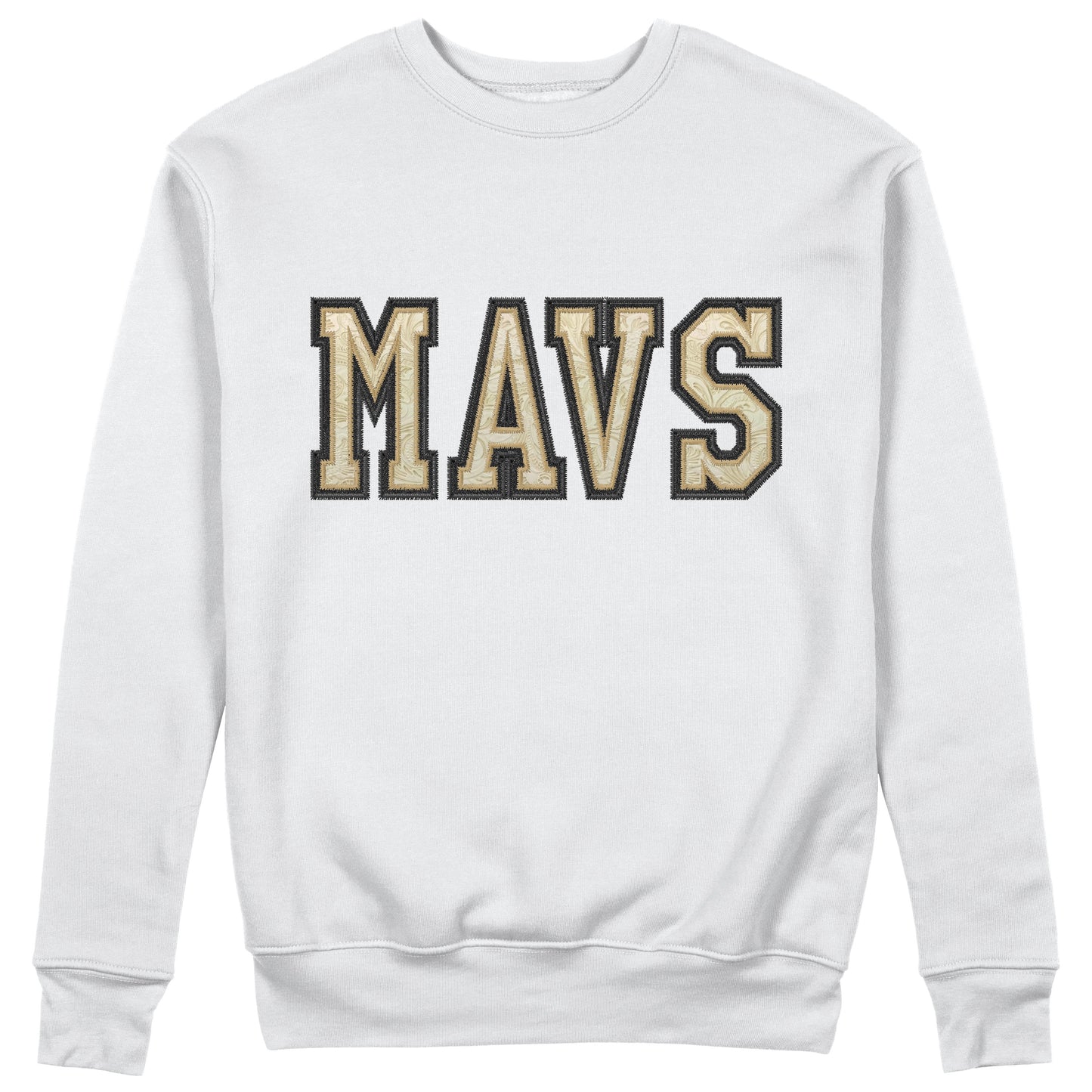 Mavs- Mavs Double Glitter Applique Embroidered Blend Sweatshirt