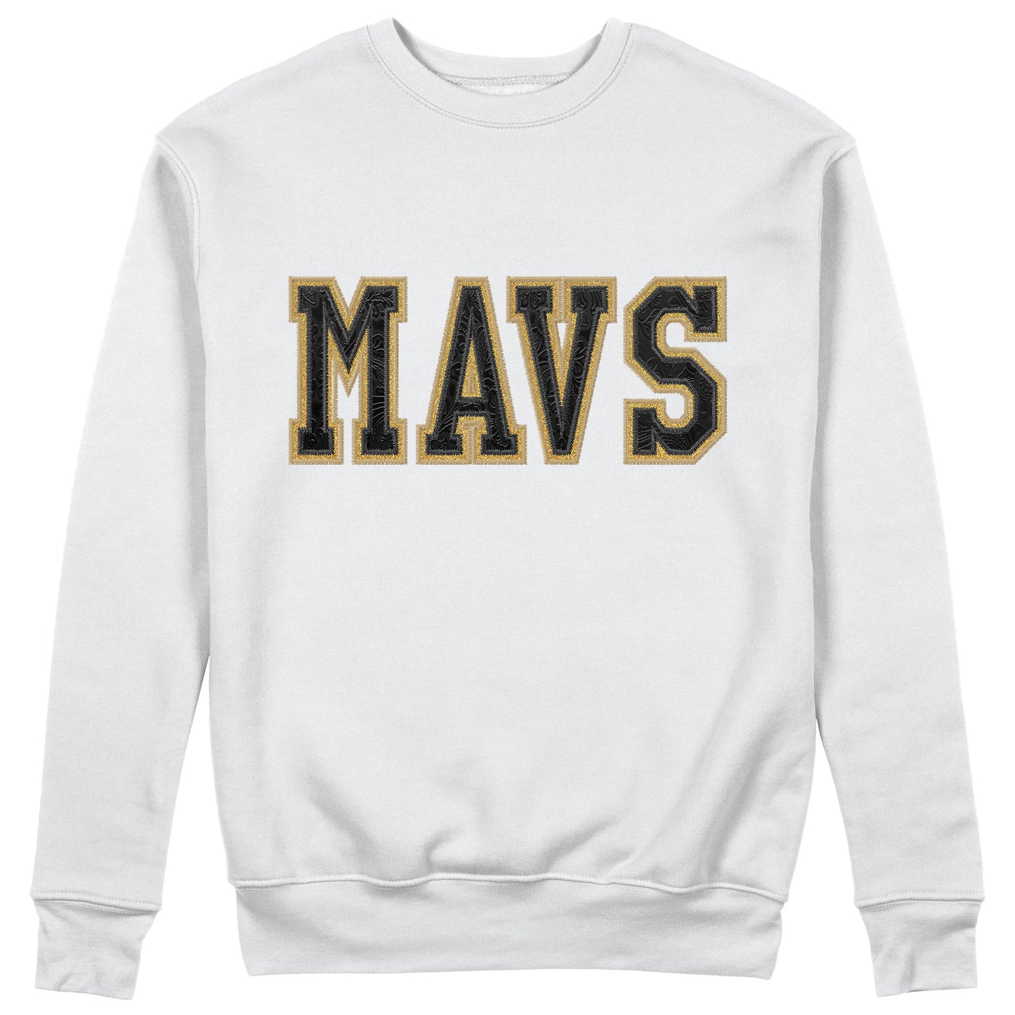 Mavs- Mavs Double Glitter Applique Embroidered Blend Sweatshirt