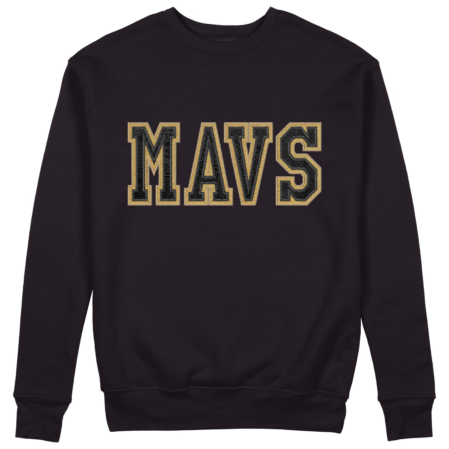 Mavs- Mavs Double Glitter Applique Embroidered Blend Sweatshirt