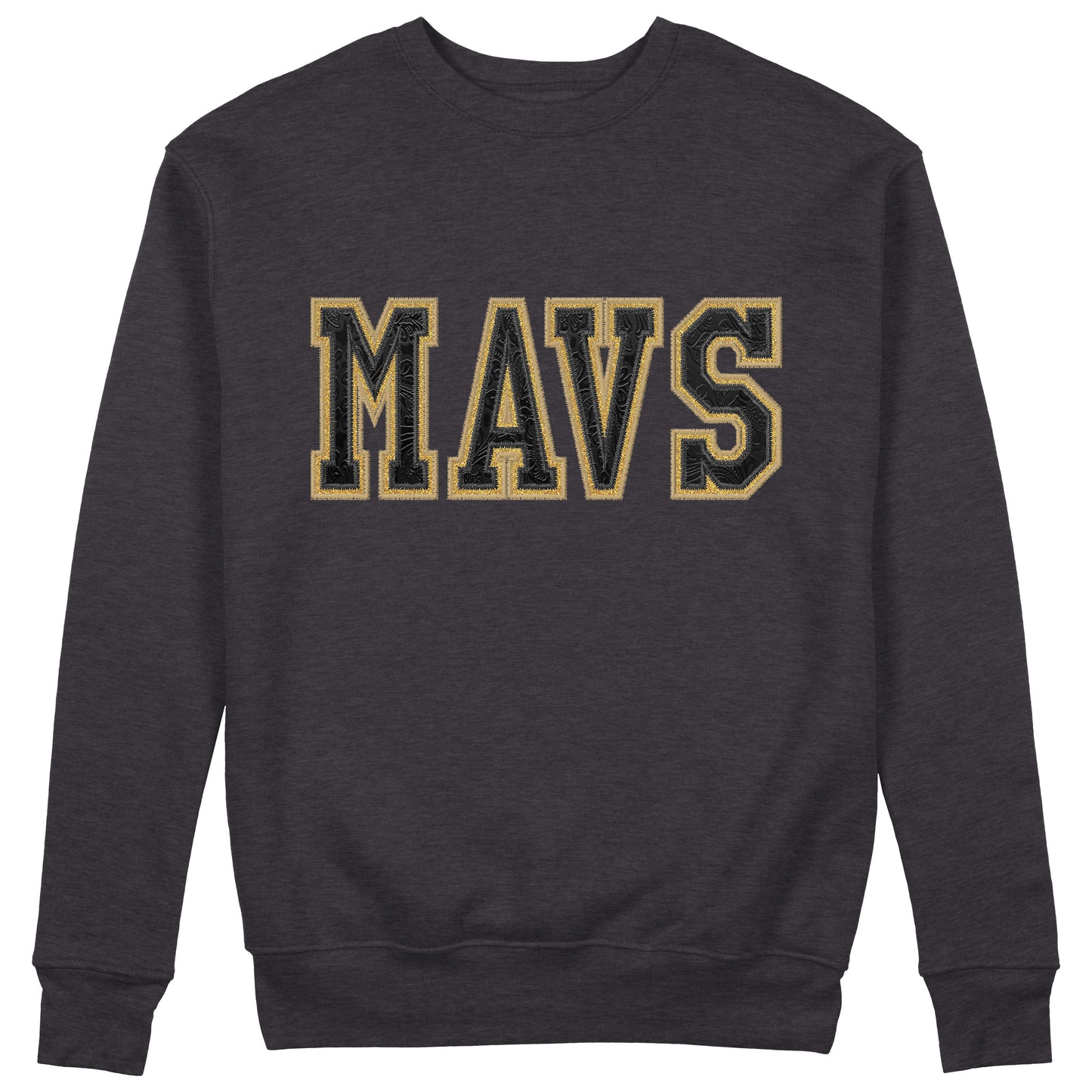 Mavs- Mavs Double Glitter Applique Embroidered Blend Sweatshirt