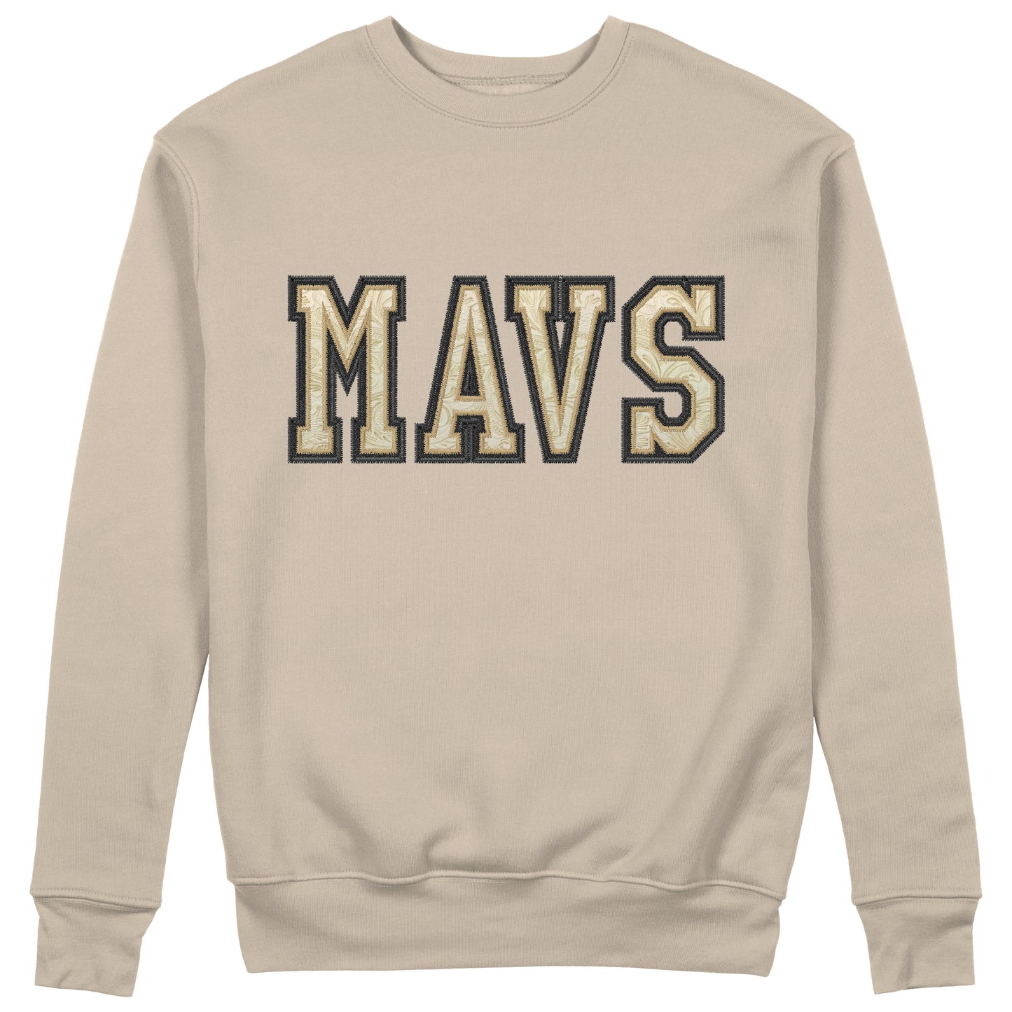 Mavs- Mavs Double Glitter Applique Embroidered Blend Sweatshirt