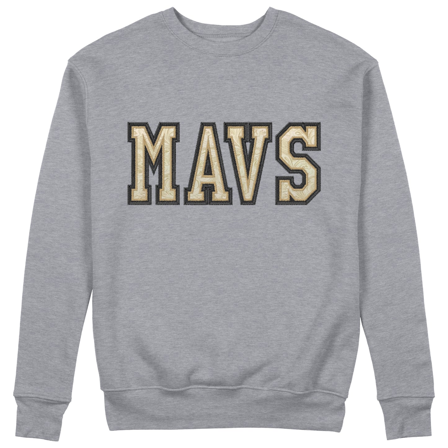 Mavs- Mavs Double Glitter Applique Embroidered Blend Sweatshirt