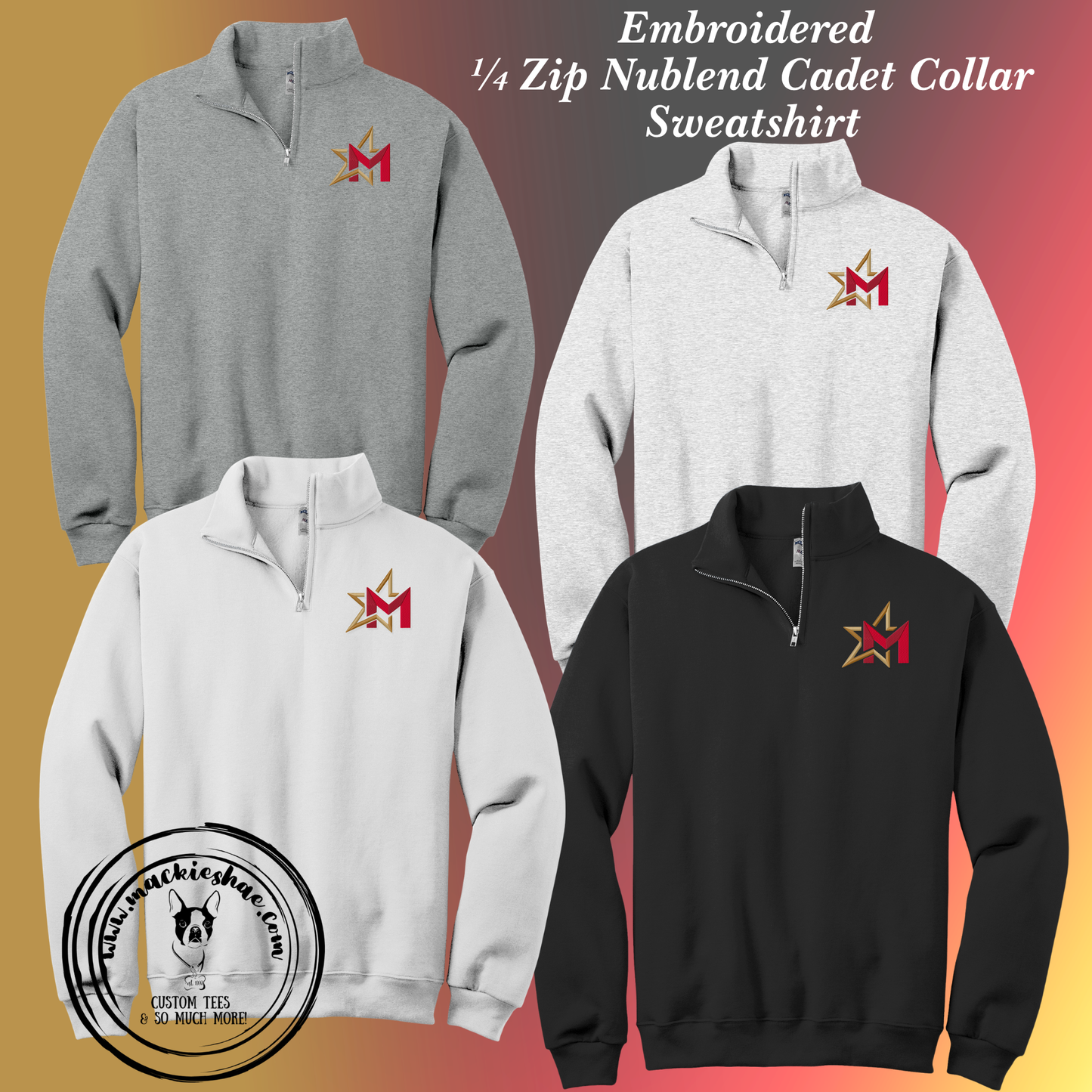 266- Maize M Star Logo Embroidered 1/4 Zip Nublend Sweatshirt