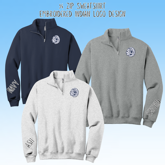 Clearwater- Indian Logo 1/4 Zip Sweatshirt