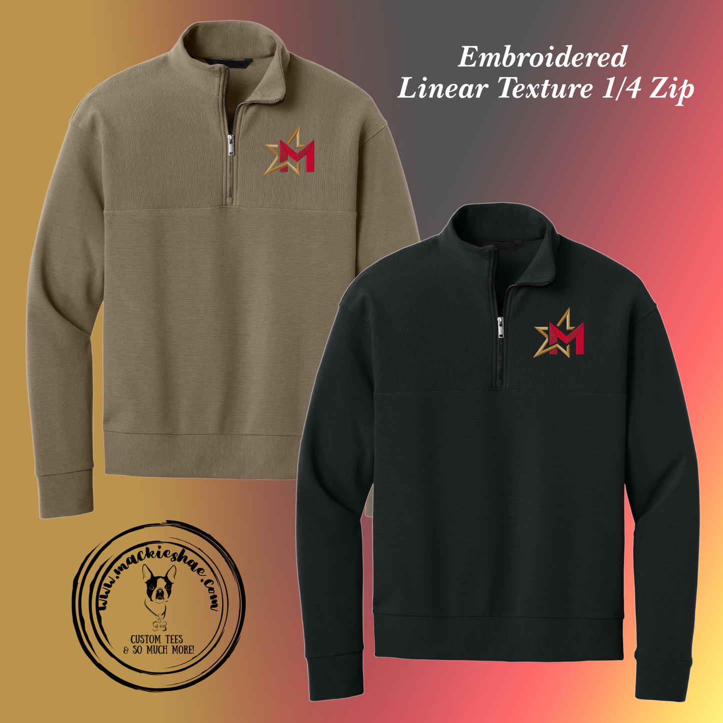 266- Maize M Star Logo Embroidered Linear Texture 1/4 Zip