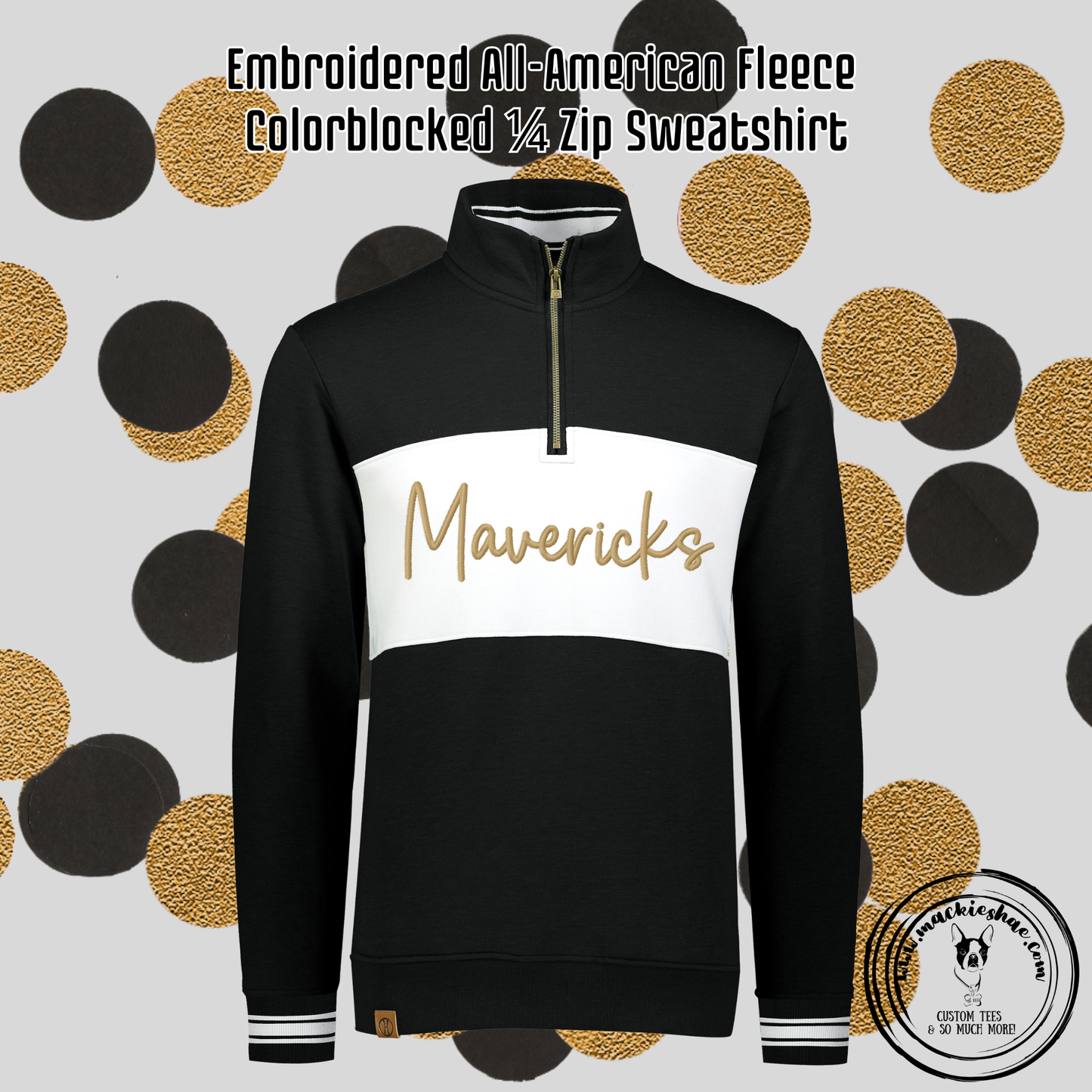 Mavs- Mavericks Embroidered All American Fleece Colorblocked 1/4 Zip Sweatshirt