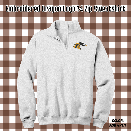 BP- Belle Plaine Dragons Logo Left Chest Embroidery 1/4 Zip Nublend Ash Sweatshirt