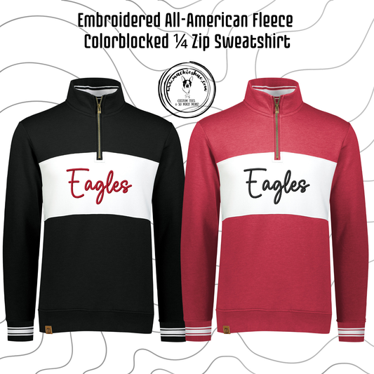MIS- Eagles Embroidered All American Fleece Colorblocked 1/4 Zip Sweatshirt