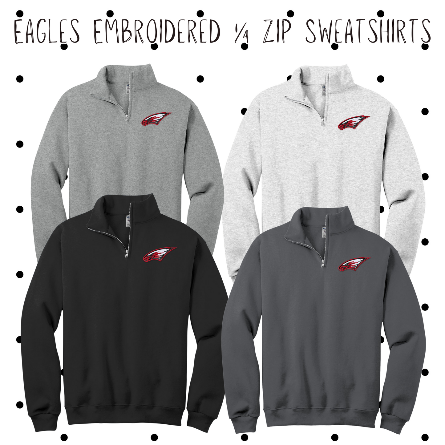 MIS- Eagle Embroidered 1/4 Zip Sweatshirt for Adults