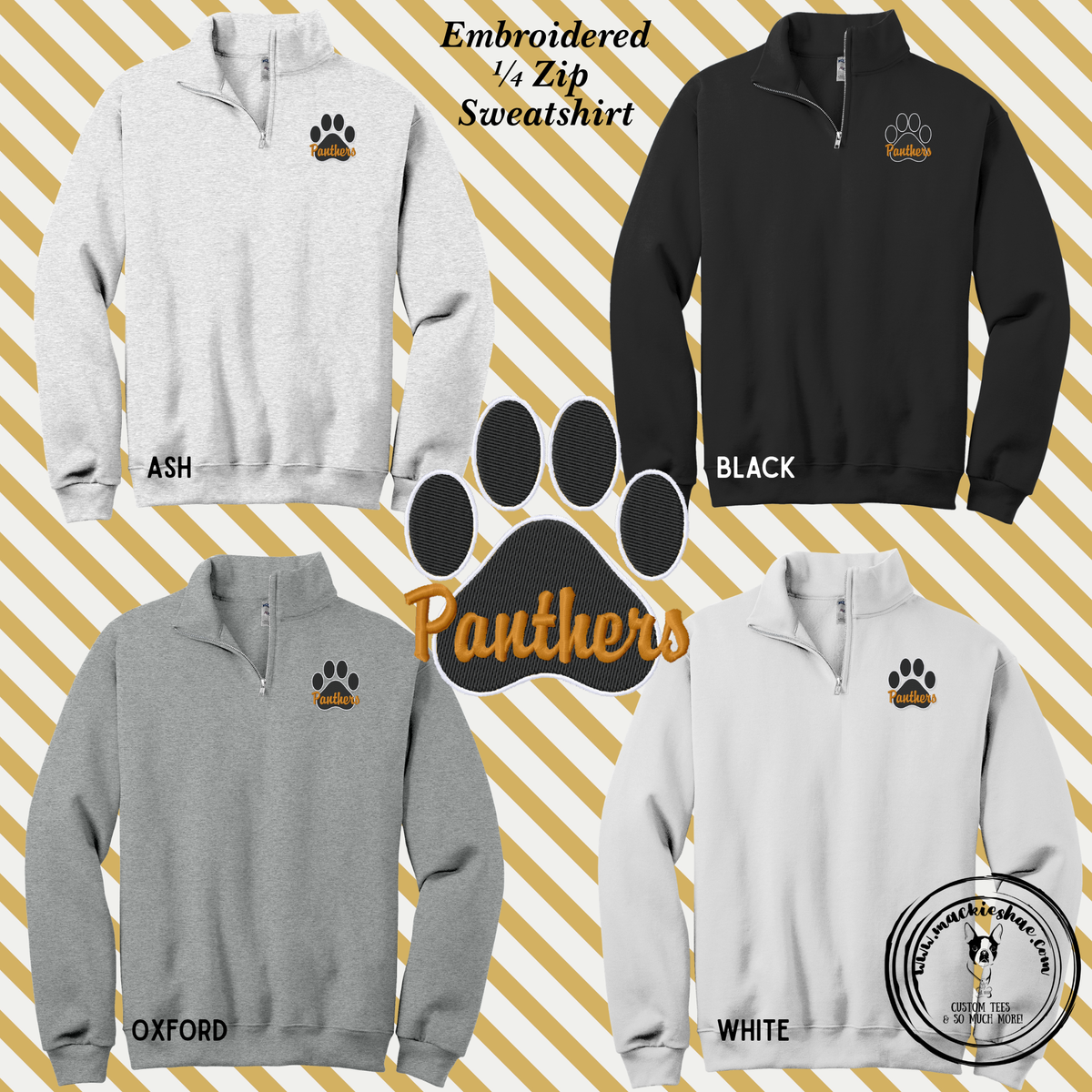 OK- Panthers Paw Embroidered 1/4 Zip Sweatshirt