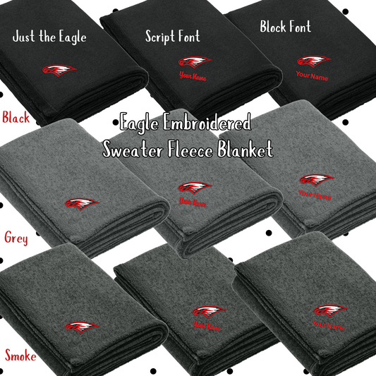 MMS-  Maize Eagle Embroidered Sweater Fleece Blanket, Personalization Options