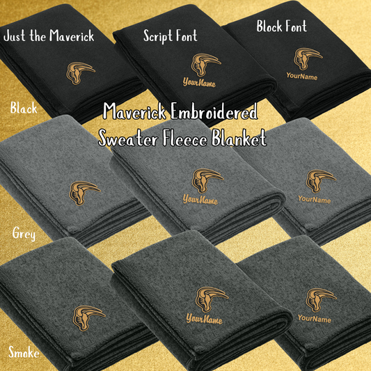 Mavs- Maverick Embroidered Sweater Fleece Blanket, Personalization Options