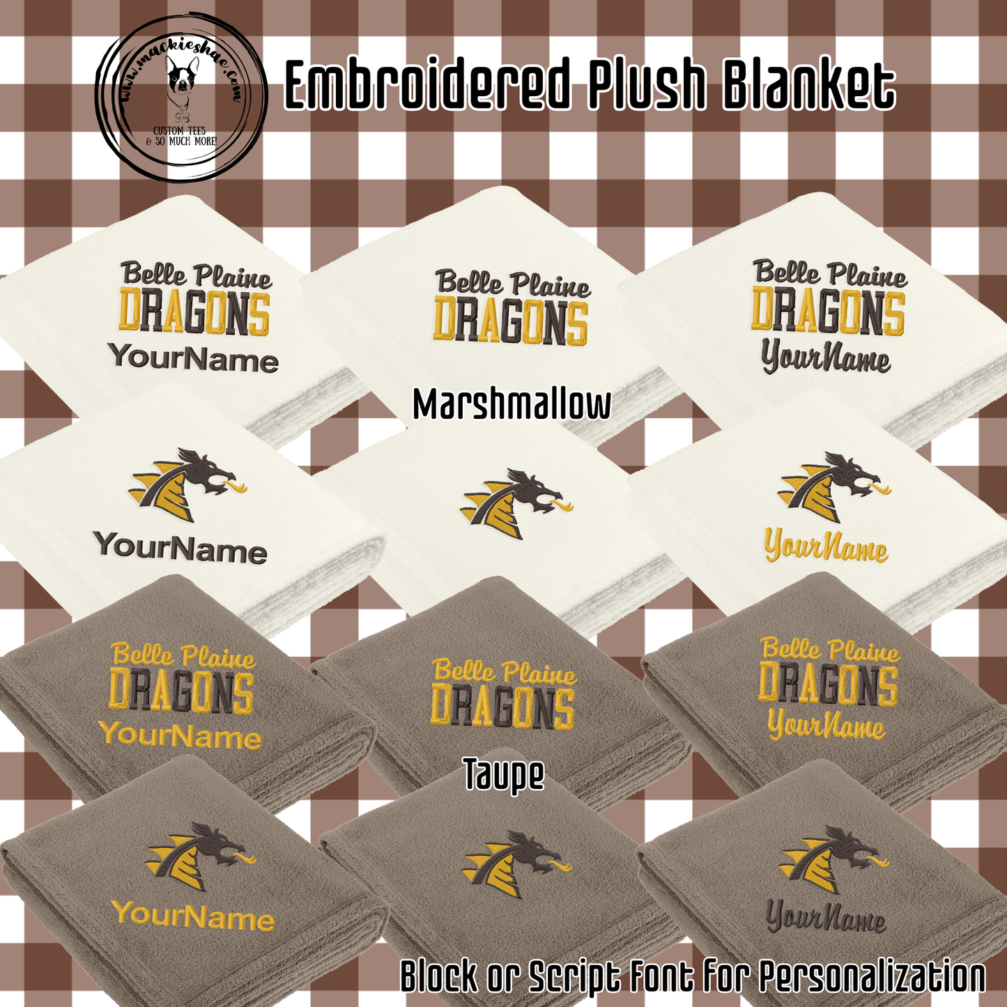 BP- Dragons Embroidery Plush Blanket